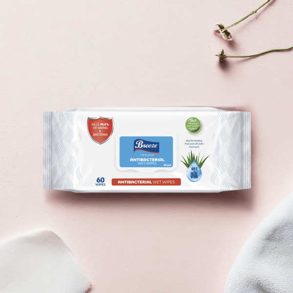 BREEZE ANTIBACTERIAL WET WIPES 60 PCS